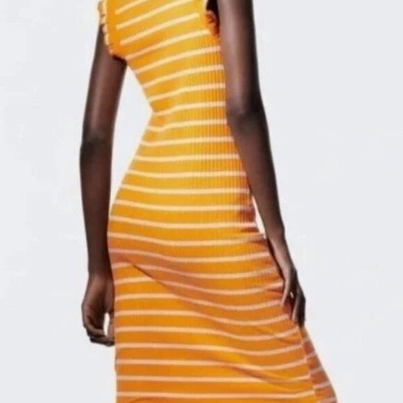 Zara Striped Ruffle Ribbed Dress Size S 0962/172/104 - Picture 2 of 4